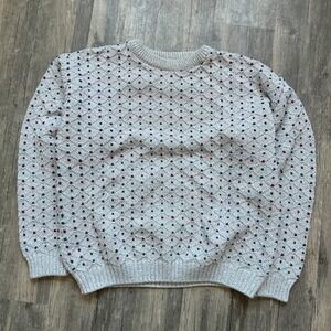 Savile Row Cotton Knit Sweater‎ Textured Pattern Crew Neck Pullover Medium